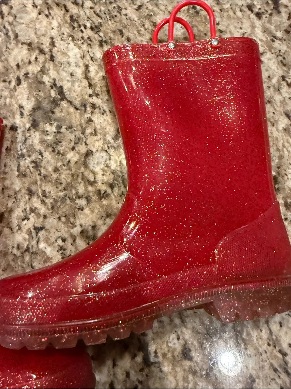 Amazon Kids Red Glitter Rain & Snow Boots